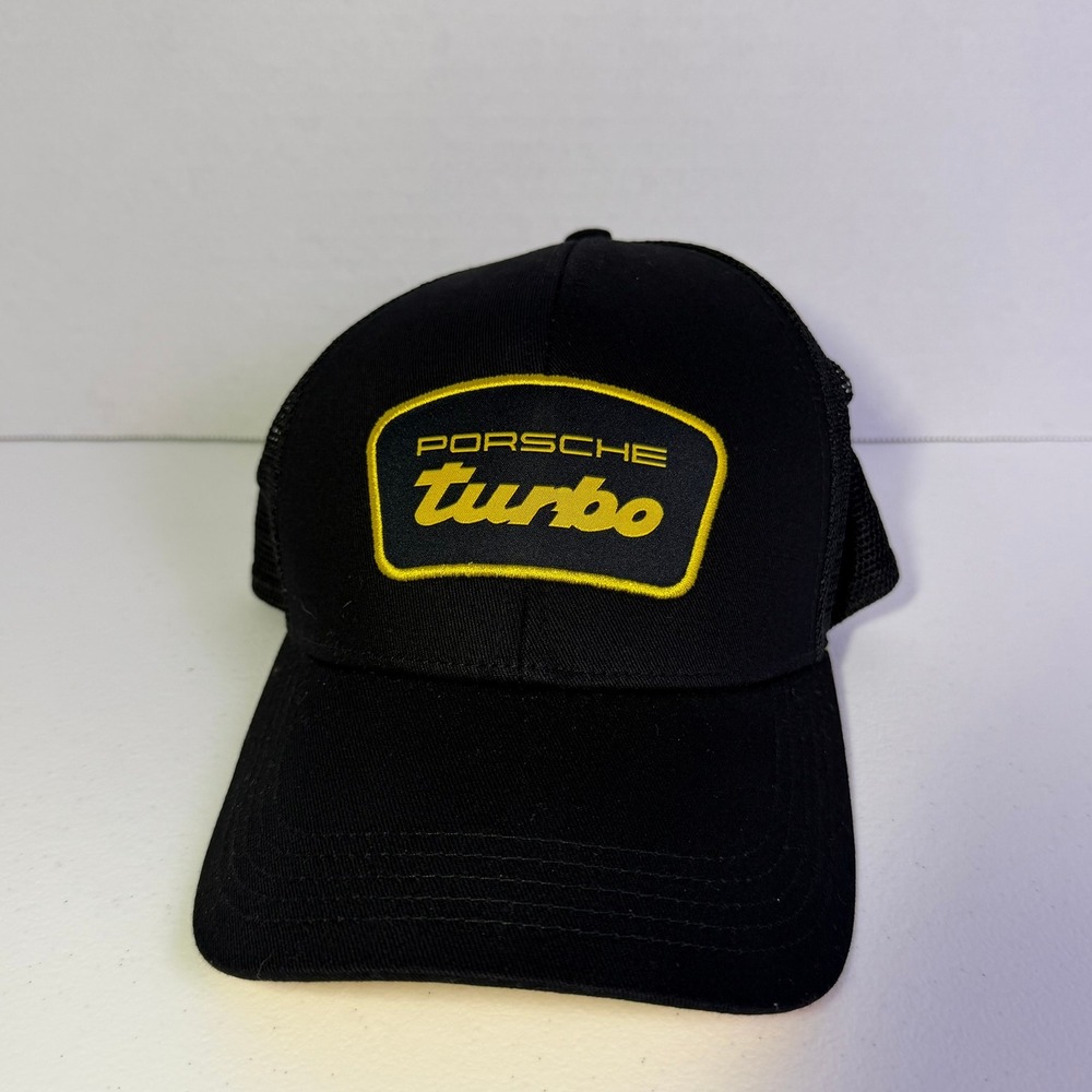 Puma Porsche Turbo Trucker Hat Black Yellow Mesh Snapback Cap